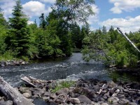 Logging dam remnants on the Namekagon River (National Park Service photo)