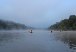 Kayaking through the fog on the St. Croix River Kayaking through the fog on the St. Croix River