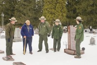 Riverway staff and Charlie Clark visit Gaylord Nelson's gravesite.