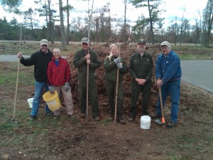 Volunteers and Park Service staff next to the one of the brush piles they made during the Oct. 14 work day. Volunteers and Park Service staff next to the one of the brush piles they made during the Oct. 14 work day.