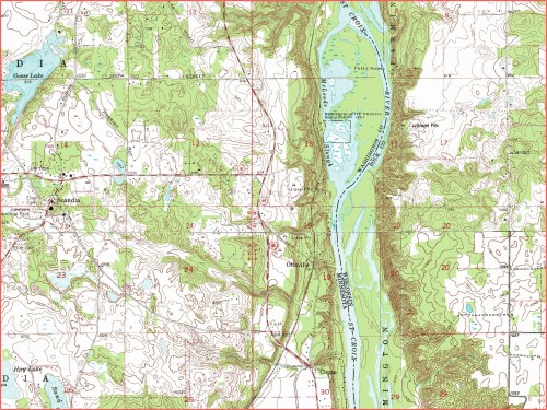 The mine site is near the middle of this map.