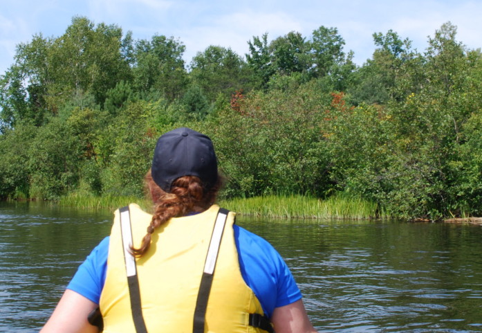 Looking at the site of the Namekagon River pipeline crossing.