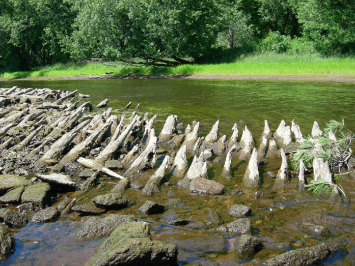 A wing dam on the St. Croix River built by the Army Corps of Engineers. 