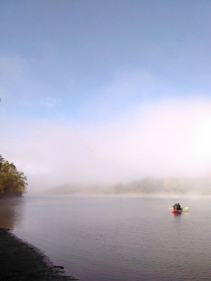 Foggy paddling (Photo courtesy Andrew Carlson, Riverwood Canoe)