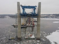 Dangerous ice conditions at Stillwater bridge construction site