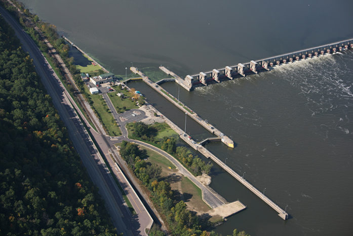 Lock and Dam 5, Minnesota City, Minn. Upper Mississippi River mile 738.1 (US Army Corps of Engineers photo)