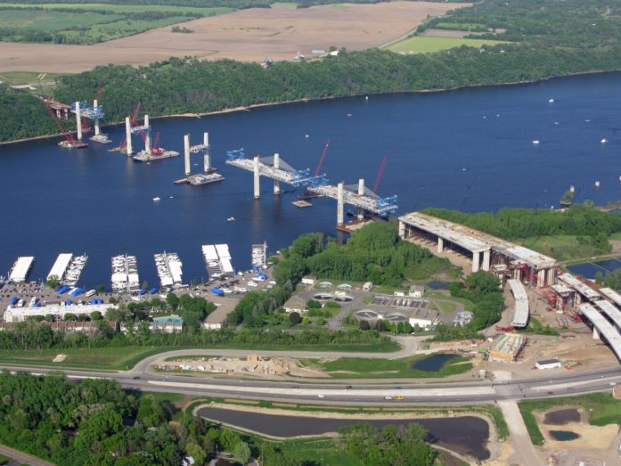 Bridge construction as of May 22, 2016 (Photo via St. Croix Crossing)
