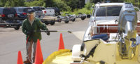 Boat decontamination unit in action.