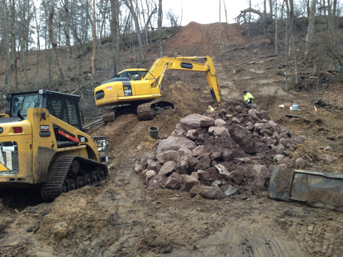 Working on the ravine in November 2015. (Photo courtesy Carnelian-Marine-St. Croix Watershed District)