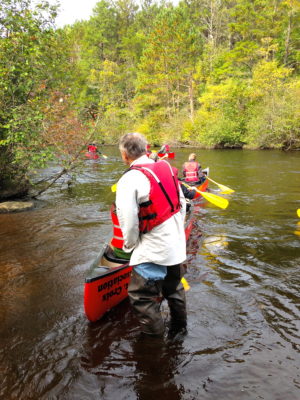 Peterson launches kids on a canoe trip down the Namekagon River. (Heidi Parton)